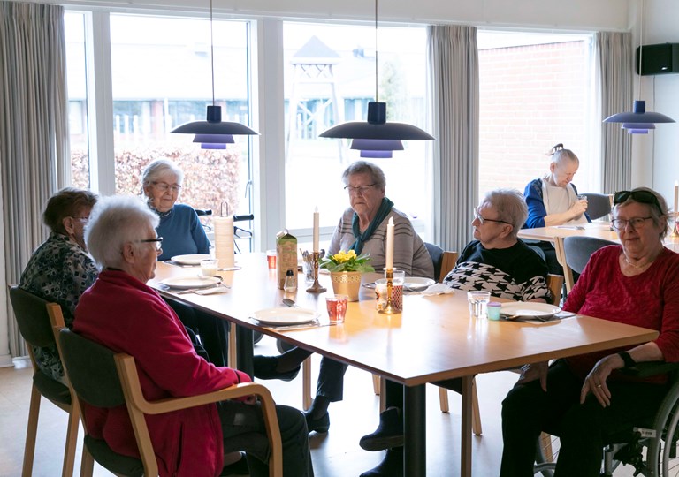 Ældre mennesker omkring et bord
